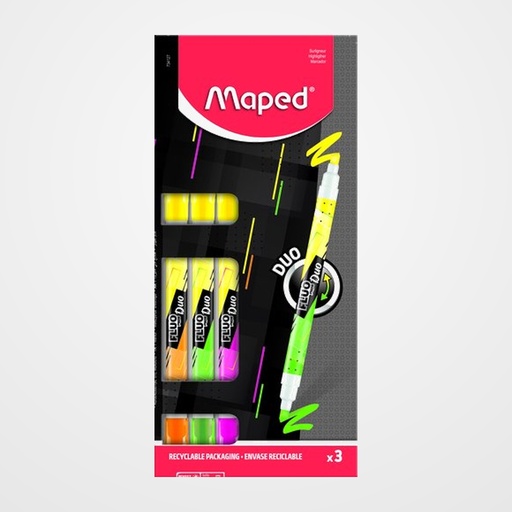 MARCADOR FLUOR MAPED FLUO DUO BLISTER DE 3