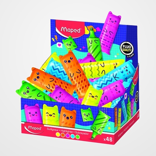 MARCADOR FLUOR MAPED KAWAI MINI SURTIDO EXPOSITOR DE 48