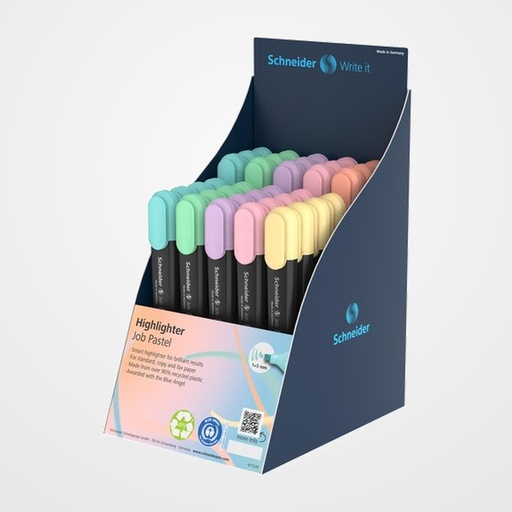 MARCADOR FLUOR SCHNEIDER JOB PASTEL SURTIDO EXPOSITOR de 85