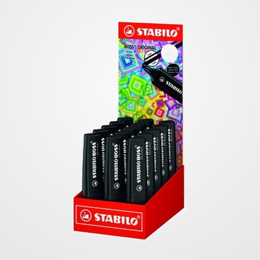MARCADOR FLUOR STABILO BOSS 70 ARTY LINE NEGRO EXPOSITOR de 15