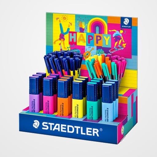 MARCADOR FLUOR STAEDTLER HAPPY LINE SURTIDO EXPOSITOR de 78 18x Marcadores fluorescentes  30x Triplus fineliner colores  30x Triplus color colores