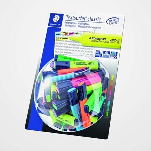 MARCADOR FLUOR STAEDTLER 364 TEXTSURFER CLASSIC NEON SURTIDO EXPOSITOR BOMBONERA de 100
