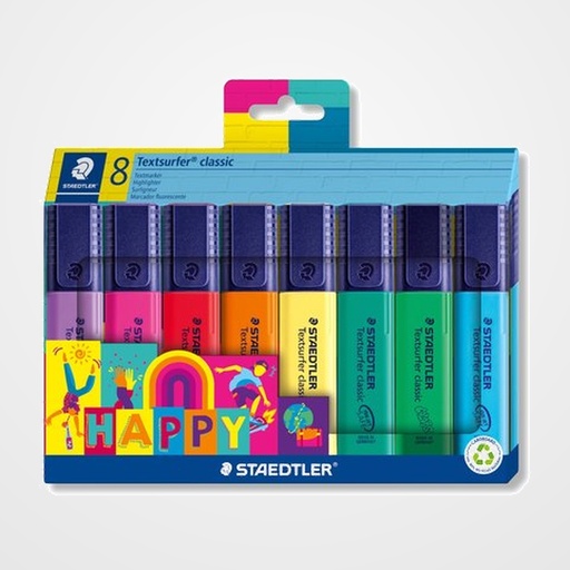 MARCADOR FLUOR STAEDTLER 364 TEXTSURFER HAPPY LINE ESTUCHE de 8
