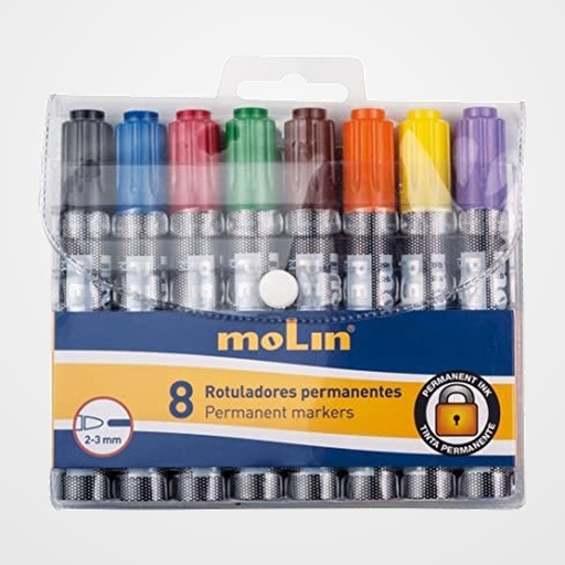 MARCADOR PERMANENTE MOLIN RTP230 CONICO BOLSA DE 8