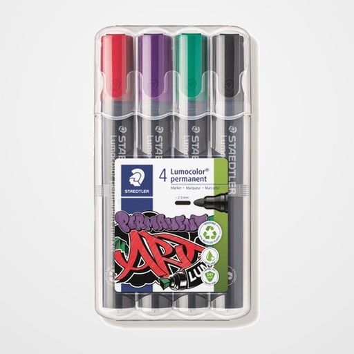 MARCADOR PERMANENTE STAEDTLER 352 LUMOCOLOR CONICO ESTUCHE de 4