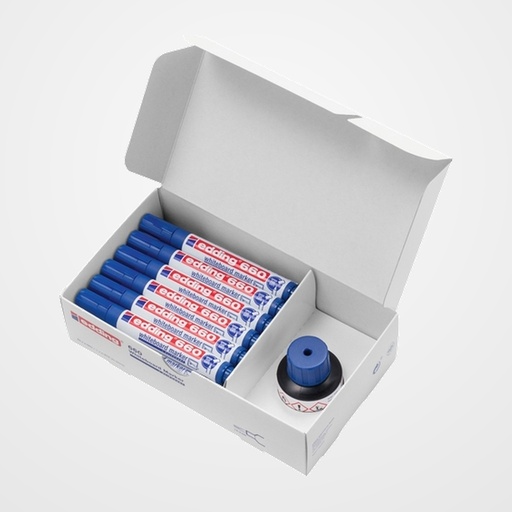 MARCADOR PIZARRA EDDING 660 CONICO  AZUL CAJA PROMOCIONAL DE 20 (Regalo bote tinta para rotulador de pizarra BTK25 25ml. azul)