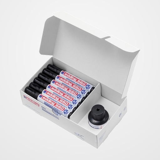 MARCADOR PIZARRA EDDING 660 CONICO  NEGRO CAJA PROMOCIONAL DE 20 (Regalo bote tinta para rotulador de pizarra BTK25 25ml. negro)
