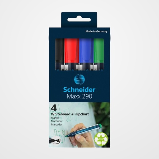 MARCADOR PIZARRA SCHNEIDER MAXX 290 CONICO ESTUCHE de 4