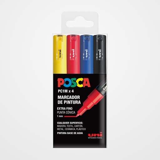MARCADOR T.OPACA NO PERM. UNI POSCA 0.7 (PC-1M) BASIC ESTUCHE de 4