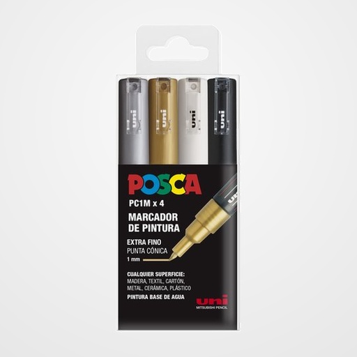 MARCADOR T.OPACA NO PERM. UNI POSCA 0.7 (PC-1M) GSWB ESTUCHE de 4