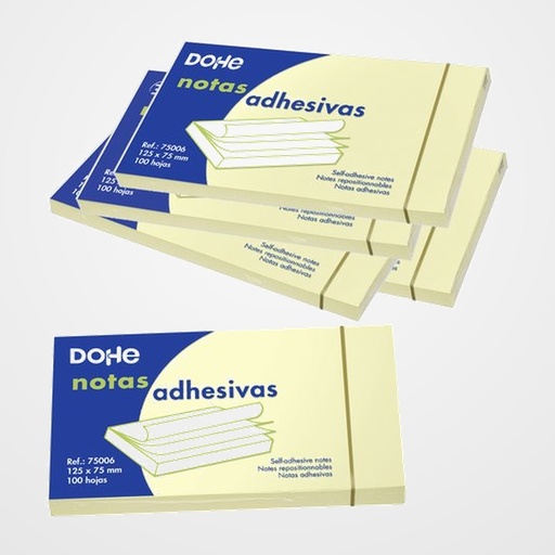 NOTAS ADHESIVAS DOHE 100h  75 x 125 mm. AMARILLO