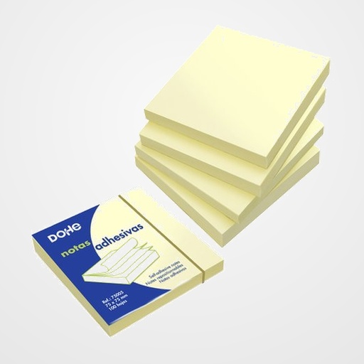 NOTAS ADHESIVAS DOHE 100h  75 x 75 mm. AMARILLO