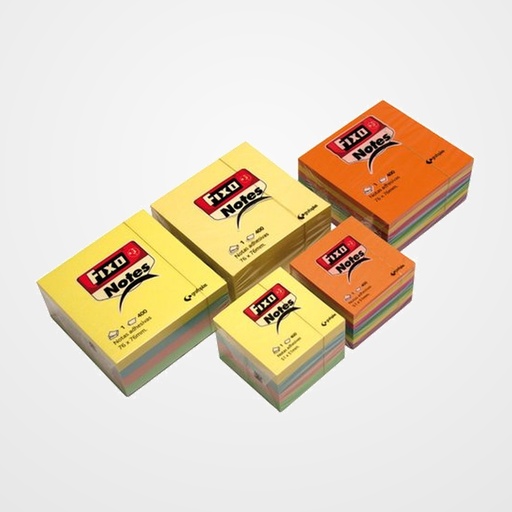 NOTAS ADHESIVAS FIXO NOTES CUBO 51x51 400 HOJAS COLORES NEON