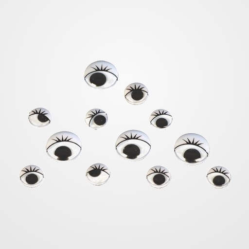 OJOS MOVILES NIEFENVER REDONDOS CON PESTAÑAS DE 12 Y 14 mm NEGRO PACK de 100 SURTIDO