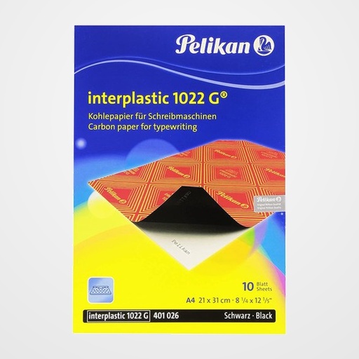 PAPEL CARBON PELIKAN INTERPLASTIC 1022G A4 caja de 10 NEGRO (401026)
