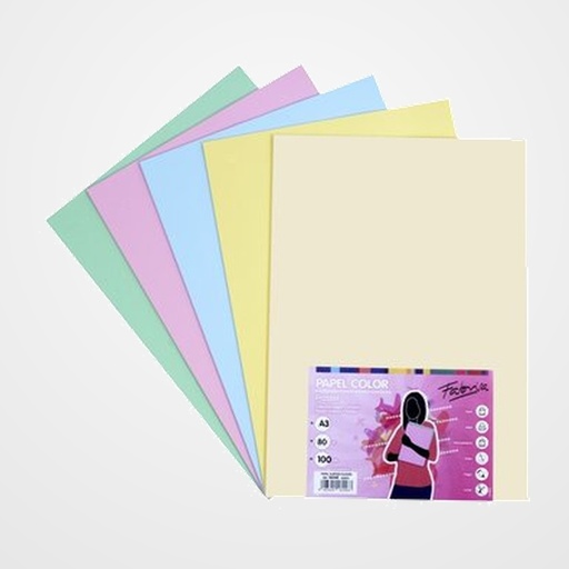 PAPEL de COLOR A3 FABRISA 80g 100h SURTIDO PASTEL