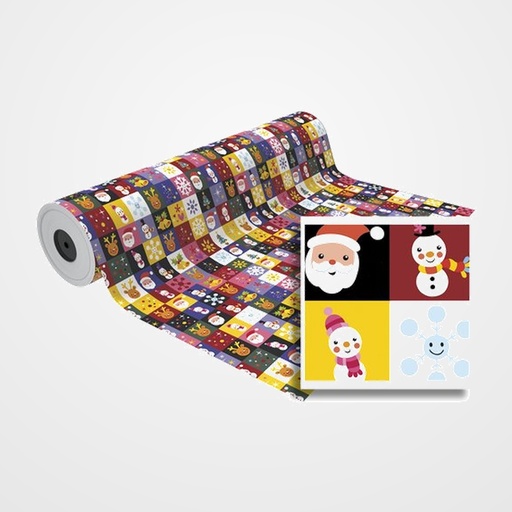PAPEL de REGALO BOBINA BASIKA 31 cm x 80 m (2 Kg aprox.) NAVIDAD (NV1401-A 31 CM)