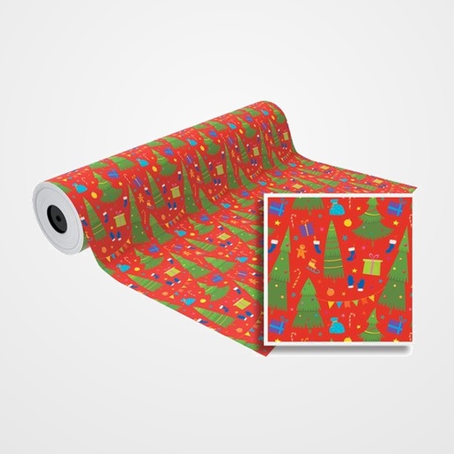 PAPEL de REGALO BOBINA BASIKA 31 cm x 80 m (2 Kg aprox.) NAVIDAD (NV1701-A 31 CM)