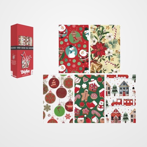 PAPEL de REGALO ROLLO BASIKA 0,7x2 m (CAJA de 50) NAVIDAD