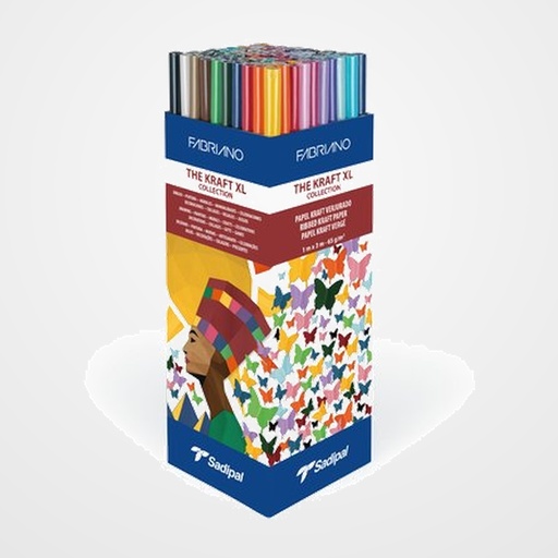 PAPEL de REGALO ROLLO SADIPAL GRAN FORMATO XL 1x3 m (CAJA de 100) KRAFT COLORES SURTIDOS