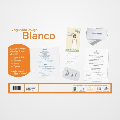 PAPEL VERJURADO 32x45 cm YOSAN 250g BLANCO BRILLANTE