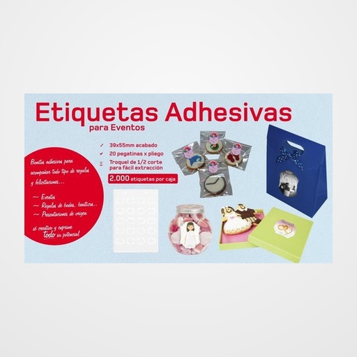 PAPEL YOSAN CARTULINA GRAFICA 230gr ETIQUETAS AUTOADHESIVAS TROQUELADAS 32x45cm (20 unidades por hoja)
