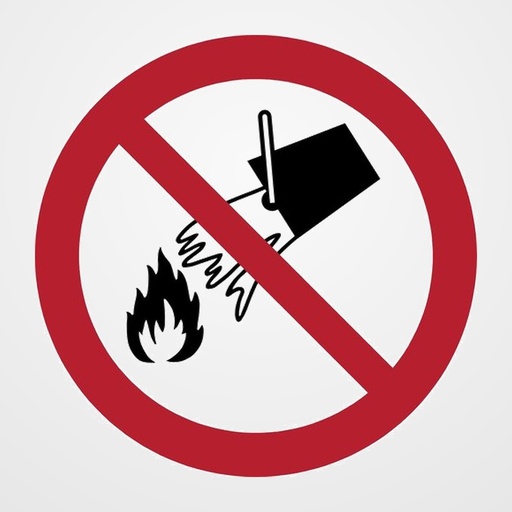 PICTOGRAMA JALEMA  PROHIBIDO EXTINGUIR FUEGO CON AGUA  Ø200 mm. BOLSA DE 1