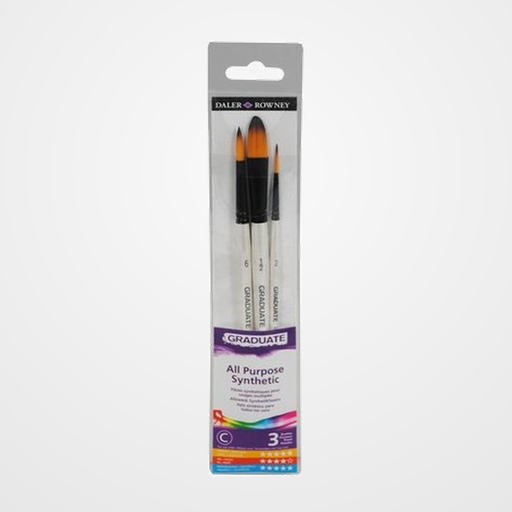 PINCEL DALER ROWNEY GRADUATE ACUARELA MANGO CORTO BLISTER DE 3