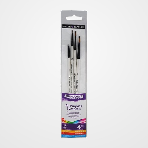 PINCEL DALER ROWNEY GRADUATE MANGO CORTO BLISTER DE 4