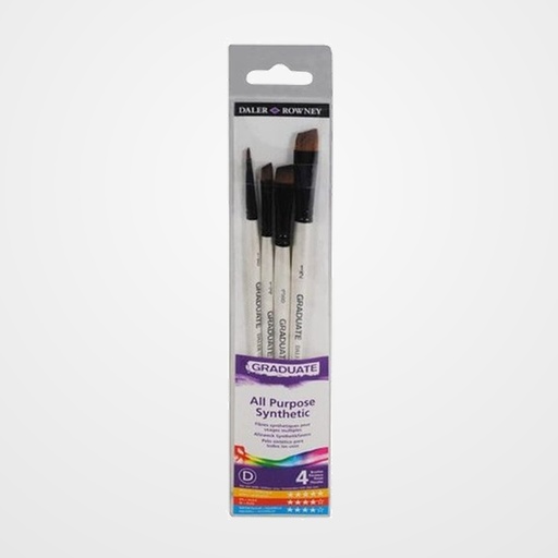 PINCEL DALER ROWNEY GRADUATE PLANOS MANGO CORTO BLISTER DE 4