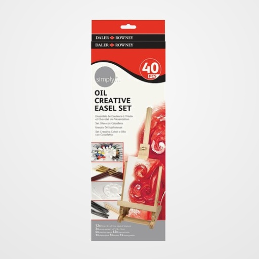 PINTURA OLEO DALER ROWNEY 12 ml EASEL SET 12x TUBOS 12ml 3x LIENZOS 4x LAPICES BOCETOS 12x CARBONCILLOS 1x CABALLETE SOBREMESA 7x PINCELES 1x PALETA