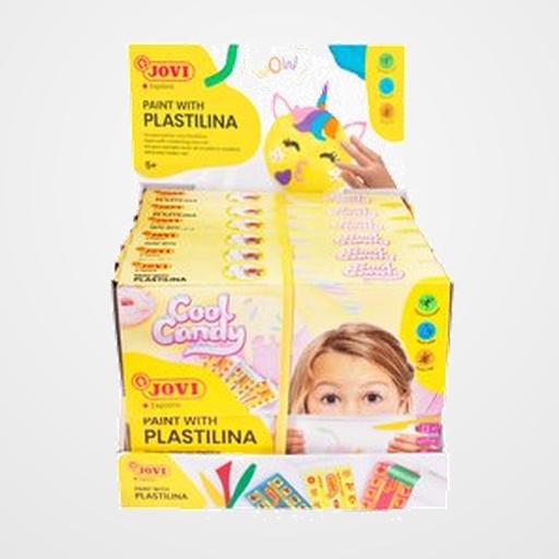 PLASTILINA JOVI PINTAR CON PLASTILINA KIT COOL CANDY EXPOSITOR de 6 (Contenido kit: 8 pastillas plastilina de 50g+laminas+1 marco+3 moldeadores+rodillo)