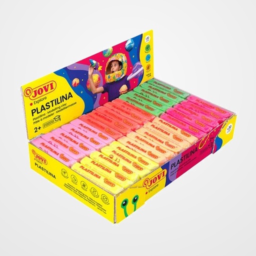 PLASTILINA JOVI 70 PASTILLA 50 gr. SURTIDO COLORES FLUOR CAJA DE 30 (5x 6 col.)