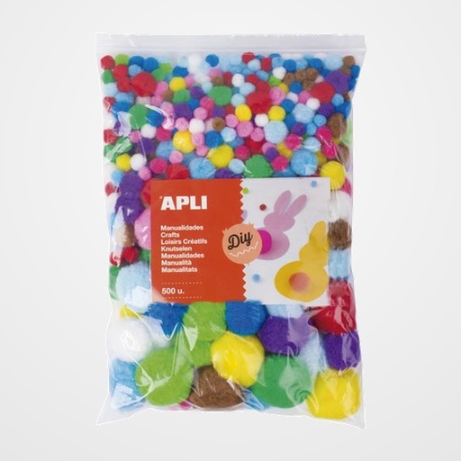 POM POM APLI COLORES SURTIDOS BOLSA de 500