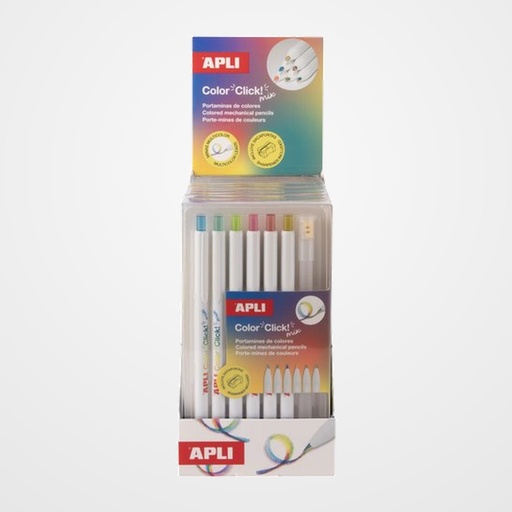 PORTAMINAS APLI COLOR CLICK MIX RAINBOW BLISTER DE 6 EXPOSITOR de 12