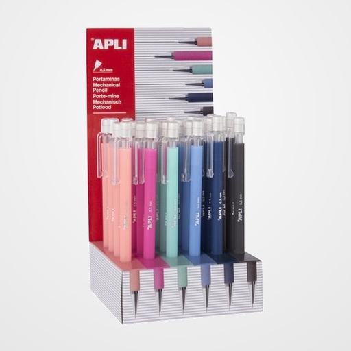 PORTAMINAS APLI 0,5 mm COLORES SURTIDOS EXPOSITOR DE 24