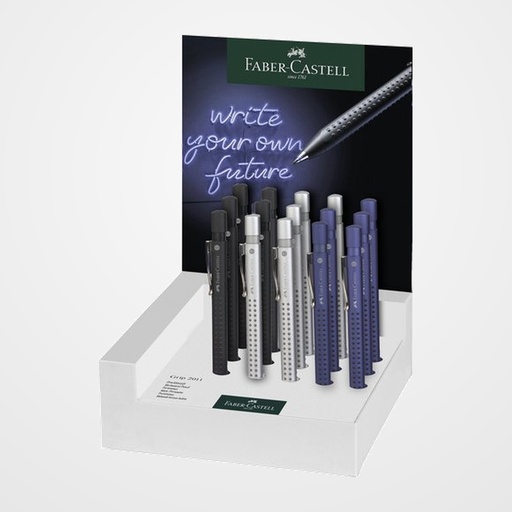 PORTAMINAS FABER-CASTELL GRIP 2011 (0,7mm) EXPOSITOR de 15 (5 plateado - 5 azul met.- 5 negro mate)
