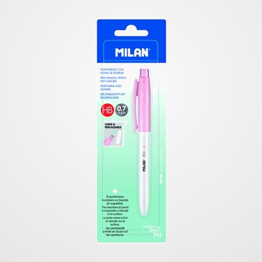 PORTAMINAS MILAN PL1 ANTIBACTERIANO 0.7 mm ROSA BLISTER de 1