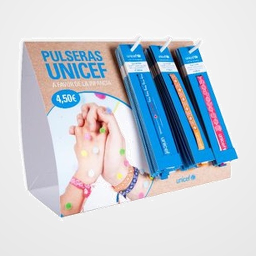 PULSERA UNICEF TELA SURTIDA EXPOSITOR DE 30