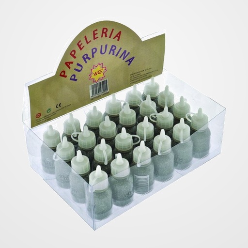 PURPURINA ABACO COLA (bote) PLATA EXPOSITOR de 24