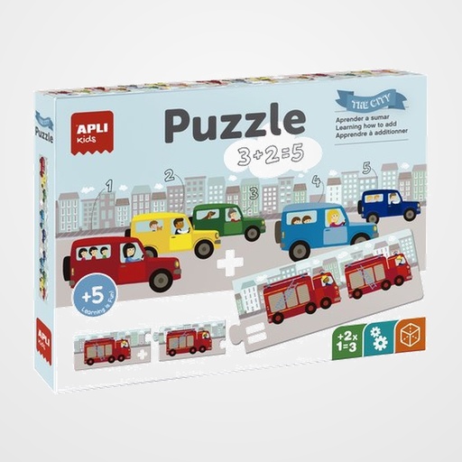 PUZLE EDUCATIVO APLI KIDS SUMAS TRANSPORTES 30 PIEZAS