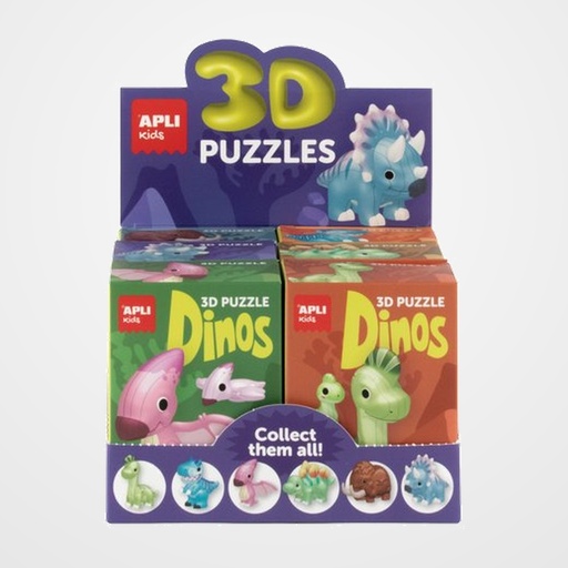 PUZLE EDUCATIVO APLI KIDS 3D DINOSAURIOS SURTIDO EXPOSITOR de 6 (+6 años) (6 mod.)