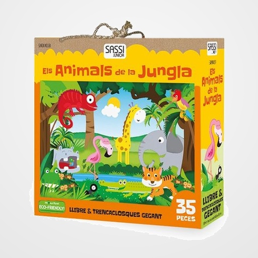 PUZLE GIGANTE Y LIBRO SASSI MANOLITO BOOKS ELS ANIMALS DE LA JUNGLA - CATALAN 35 PIEZAS (+5 años)