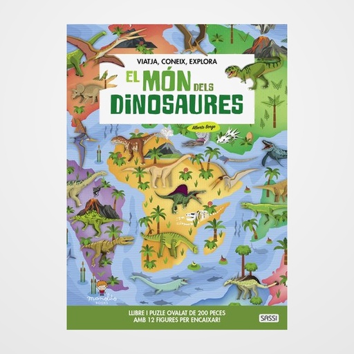 PUZLE SASSI MANOLITO BOOKS EL MON DELS DINOSAURES - CATALAN 200 PIEZAS (+6 años)