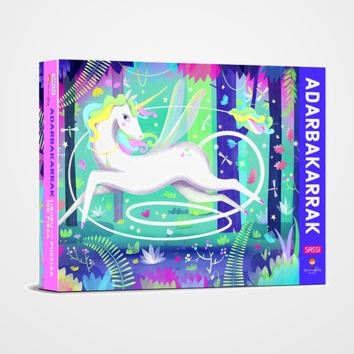 PUZLE Y LIBRO SASSI MANOLITO BOOKS UNICORN - EUSKERA 100 PIEZAS (+5 años)