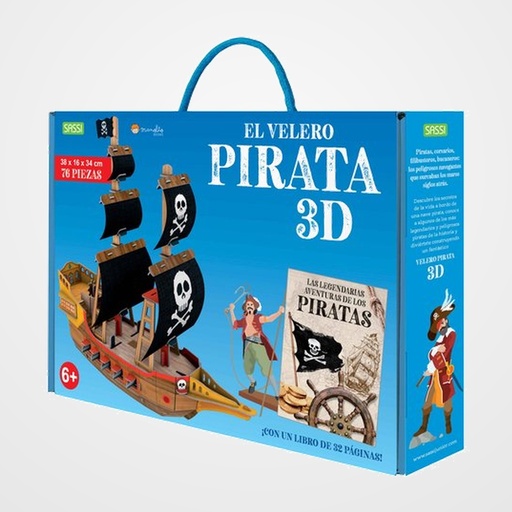 PUZLE 3D Y LIBRO SASSI MANOLITO BOOKS EL VELERO PIRATA 3D 76 PIEZAS (+6 años)