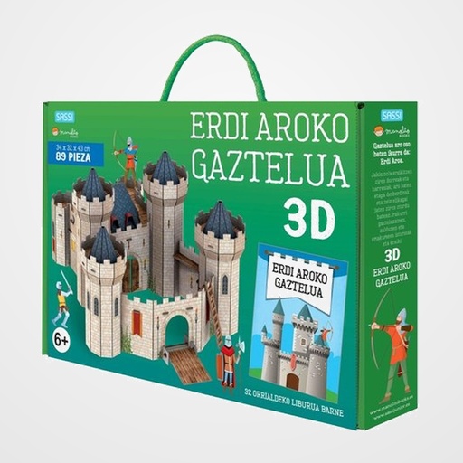 PUZLE 3D Y LIBRO SASSI MANOLITO BOOKS ERDI AROKO GAZTELUA 3D - EUSKERA 89 PIEZAS (+6 años)