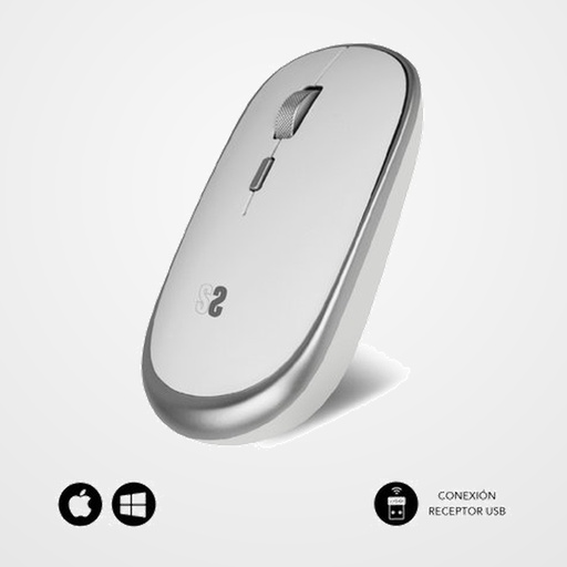 RATON SUBBLIM WIRELESS MINI BLANCO/PLATA
