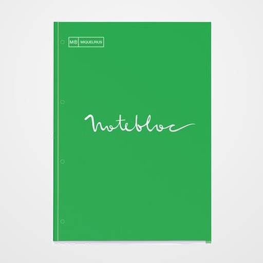 RECAMBIO MIQUELRIUS EMOTIONS NOTEBOOK 1 A4 80h  90g RECICLADO ENCOLADO 4 TALADROS CUADRIC.5x5 VERDE