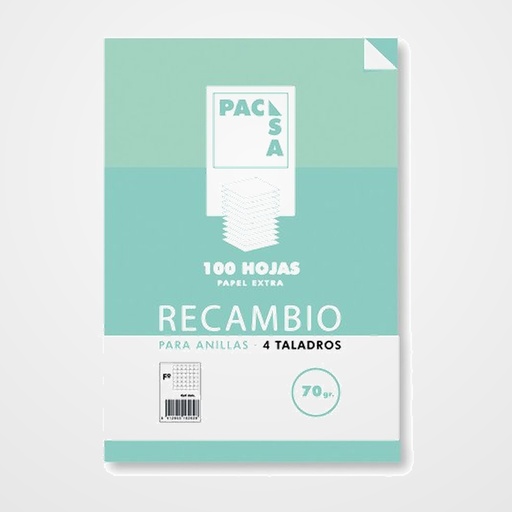 RECAMBIO PACSA Fº 100h 70g 4 TALADROS CUADRIC.4x4